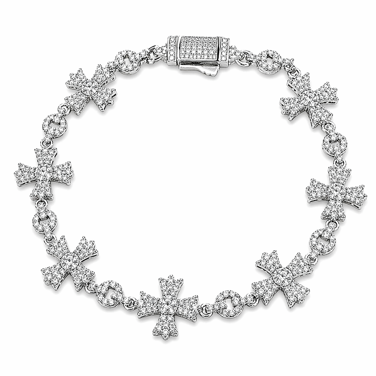 Iced Chrome Cross Bracelet