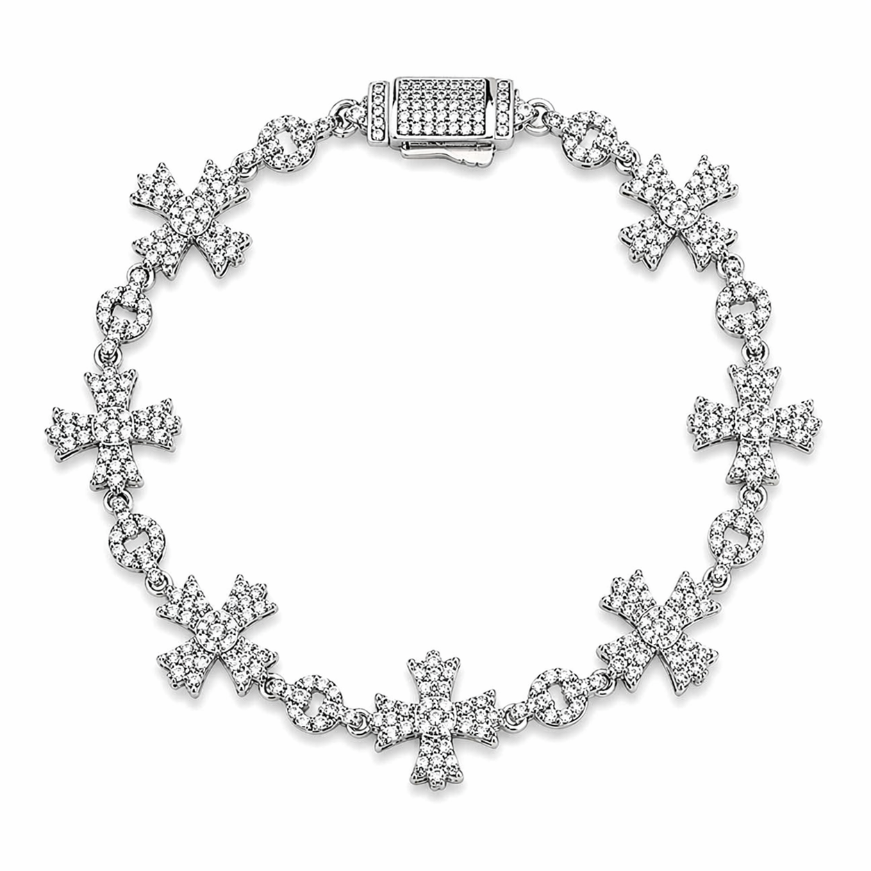 Iced Chrome Cross Bracelet
