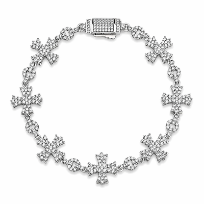 Iced Chrome Cross Bracelet
