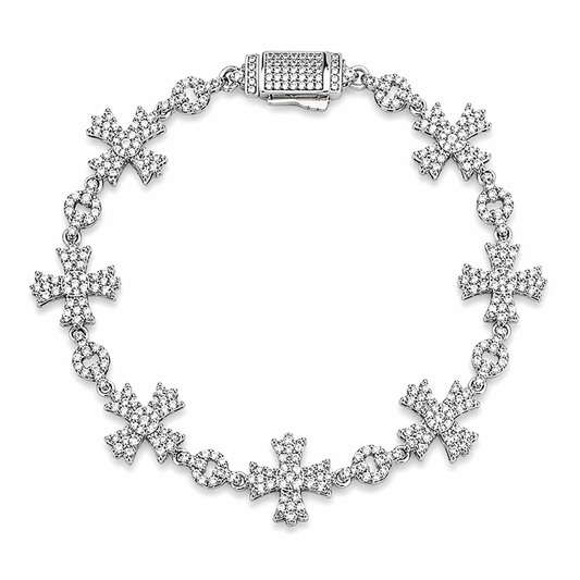 Iced Chrome Cross Bracelet