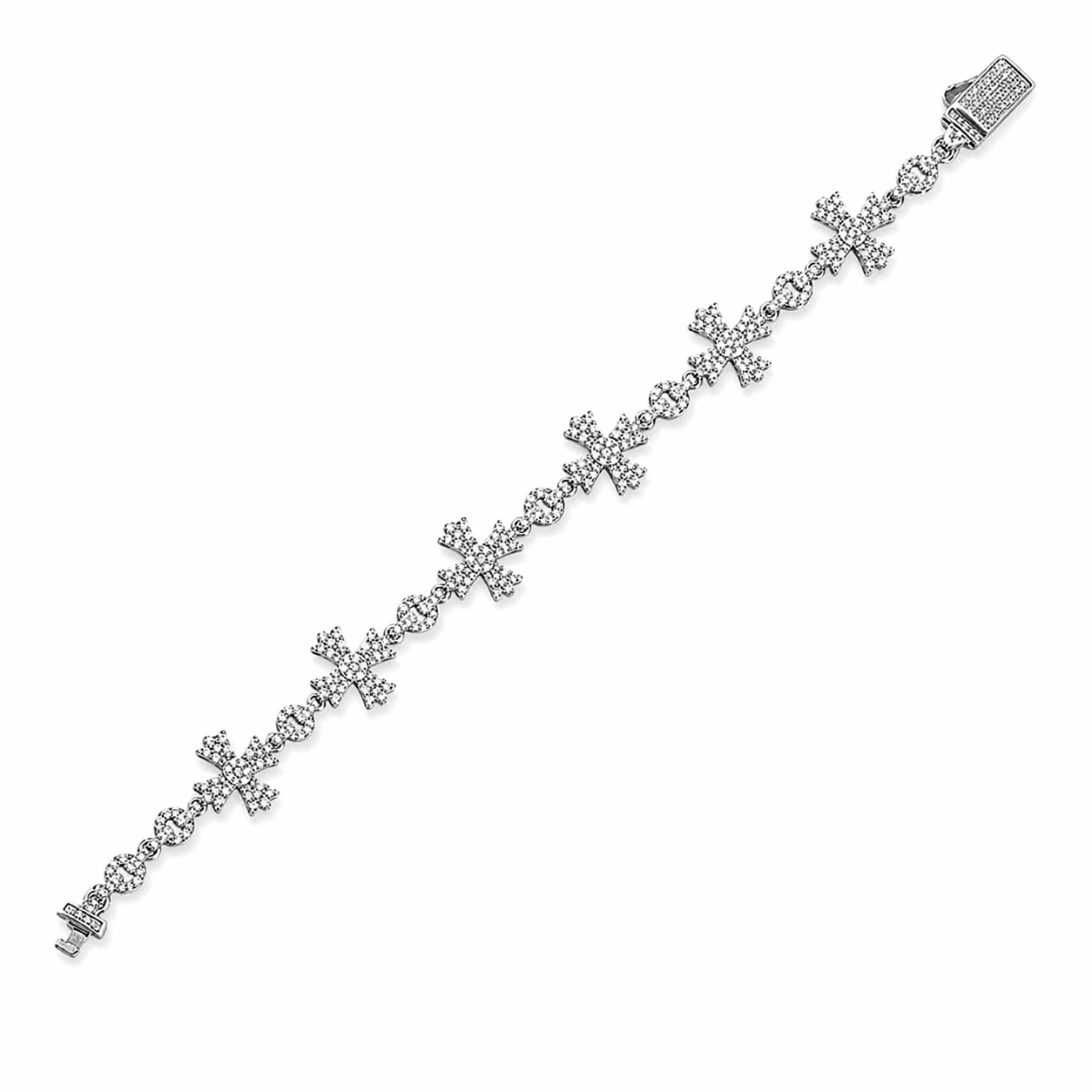 Iced Chrome Cross Bracelet