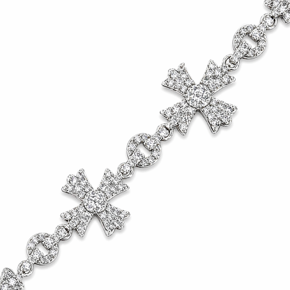 Iced Chrome Cross Bracelet