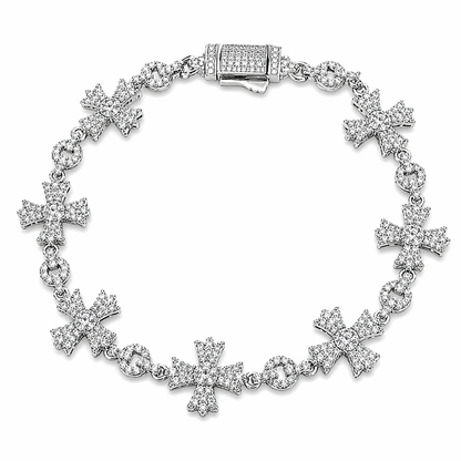 Iced Chrome Cross Bracelet